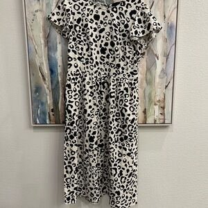Who What Wear Black and White Leopard-Print Dress